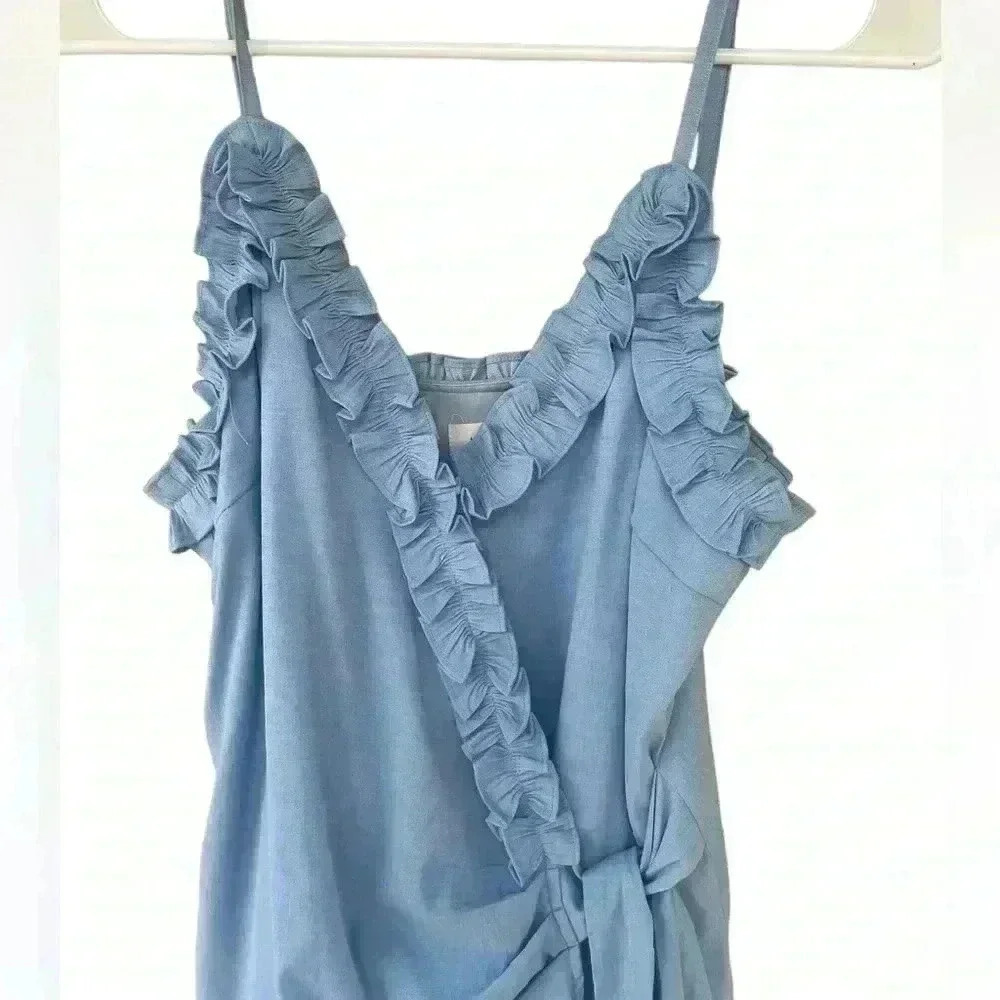 Lost + Wander Bella Ruffle Mini Dress In blue size M adjustable straps w/liner - Picture 7 of 12